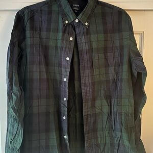 J. Crew Green Casual Button Down Shirt with Classic Plaid